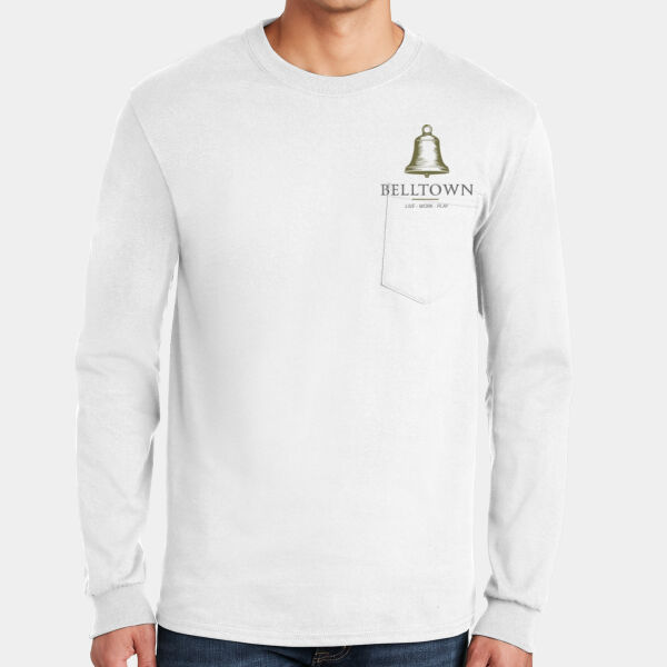 Optional Logo  - Ultra Cotton ® 100% Cotton Long Sleeve T Shirt with Pocket Thumbnail
