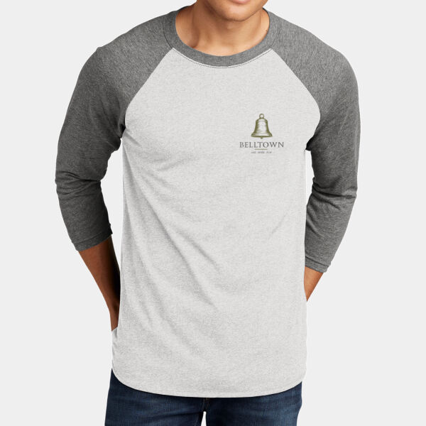 Optional Logo  - Unisex Tri Blend 3/4 Sleeve Raglan Tee Thumbnail