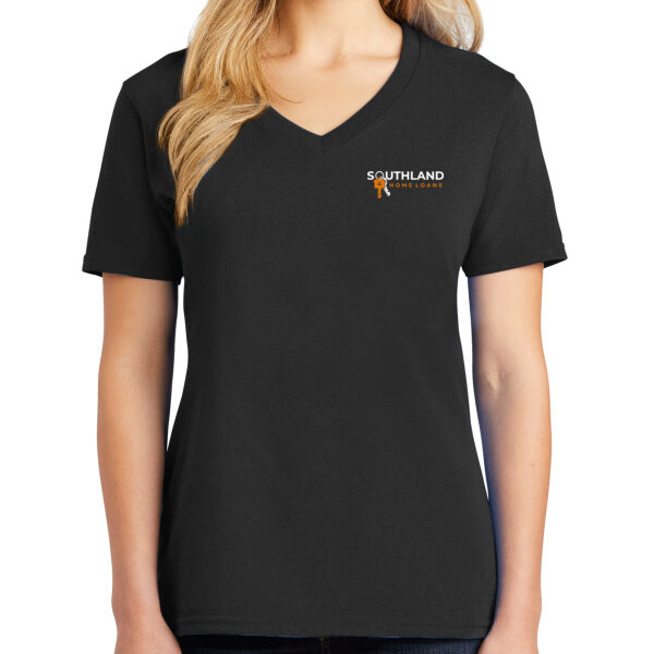 Optional Logo - Ladies Core Cotton V-Neck Tee Thumbnail