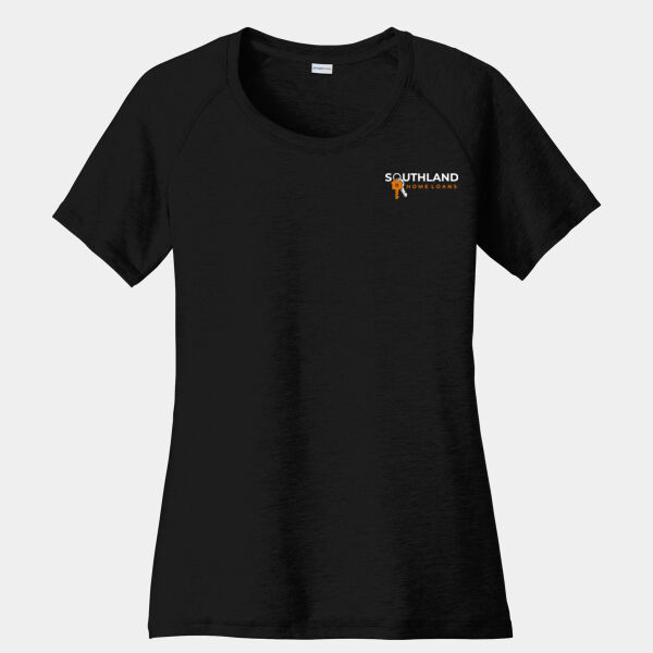 Optional Logo - Ladies PosiCharge ® Tri Blend Wicking Scoop Neck Raglan Tee Thumbnail