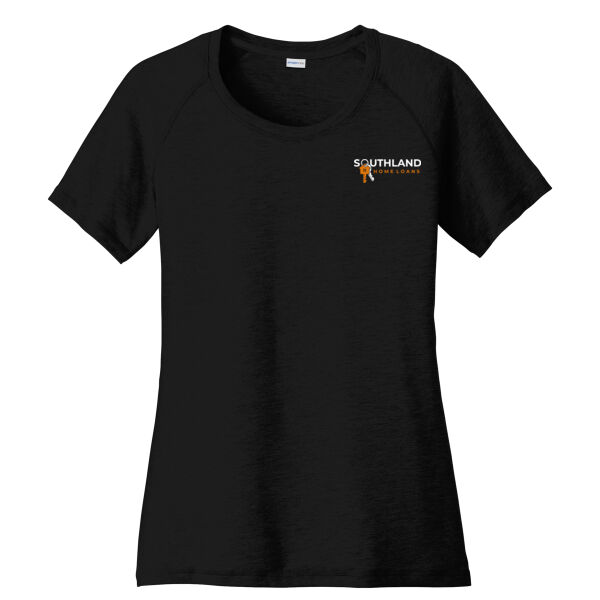 Optional Logo - Ladies PosiCharge ® Tri Blend Wicking Scoop Neck Raglan Tee Thumbnail