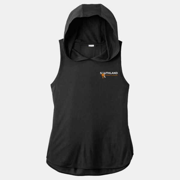 Optional Logo - Ladies PosiCharge ® Tri Blend Wicking Draft Hoodie Tank Thumbnail