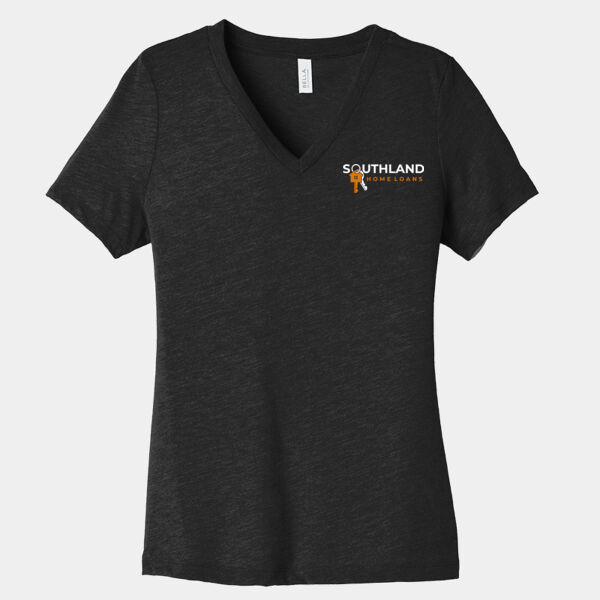 Optional Logo - Women's Relaxed Heather CVC V Neck Tee Thumbnail
