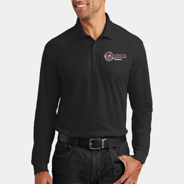 Optional Logo Embroidered - Long Sleeve Core Classic Pique Polo Thumbnail