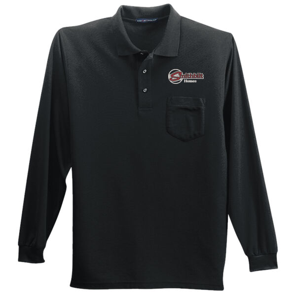 Optional Logo Embroidered - Long Sleeve Silk Touch™ Polo with Pocket Thumbnail