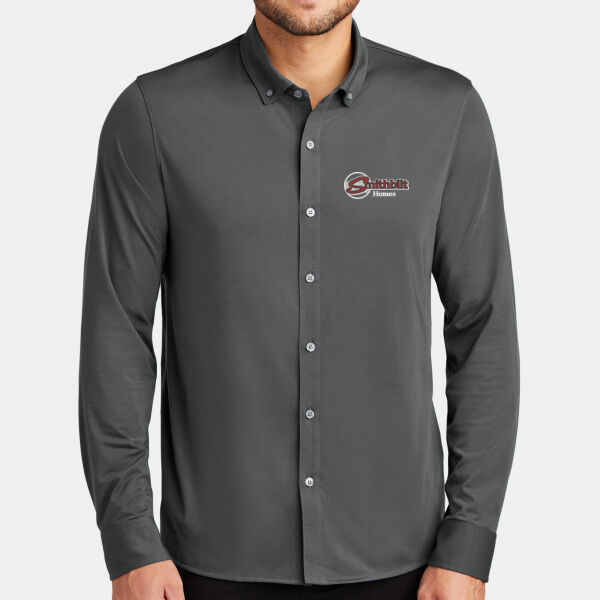 Optional Logo Embroidered - Stretch Jersey Long Sleeve Shirt Thumbnail