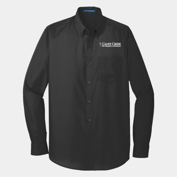 Optional Logo - Long Sleeve Carefree Poplin Shirt Thumbnail