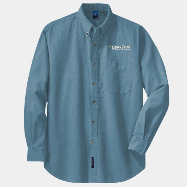 Optional Logo - Long Sleeve Value Denim Shirt Thumbnail