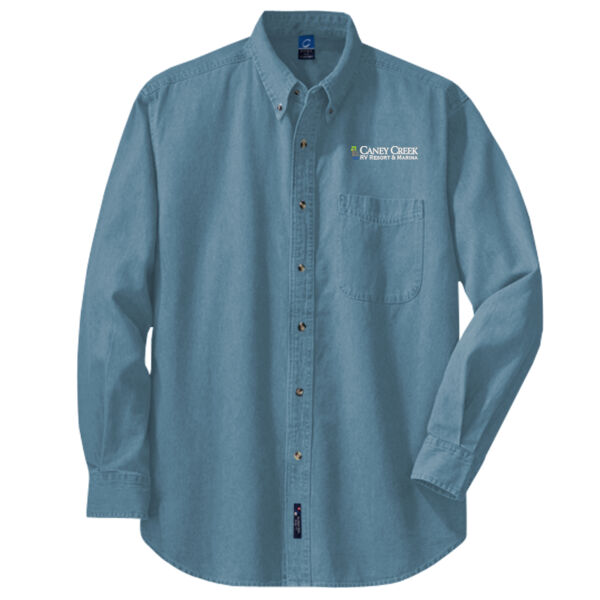 Optional Logo - Long Sleeve Value Denim Shirt Thumbnail