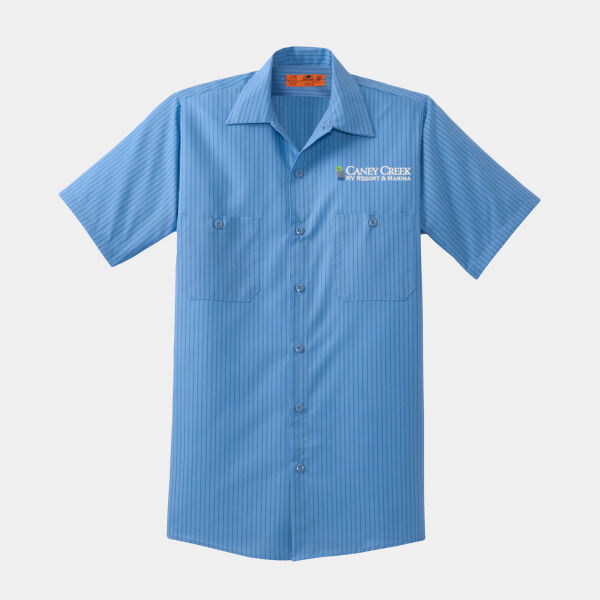 Optional Logo - Short Sleeve Striped Industrial Work Shirt Thumbnail