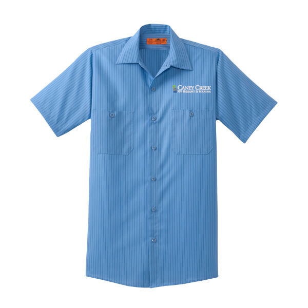 Optional Logo - Short Sleeve Striped Industrial Work Shirt Thumbnail