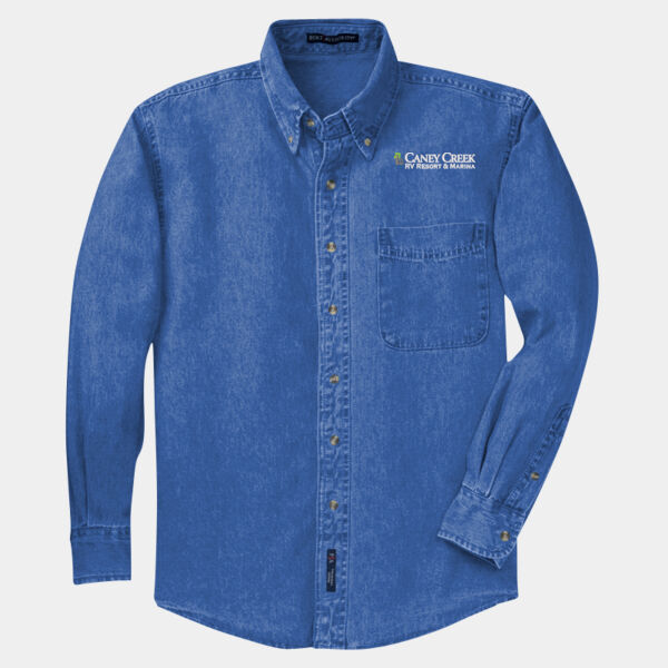 Optional Logo - Long Sleeve Denim Shirt Thumbnail