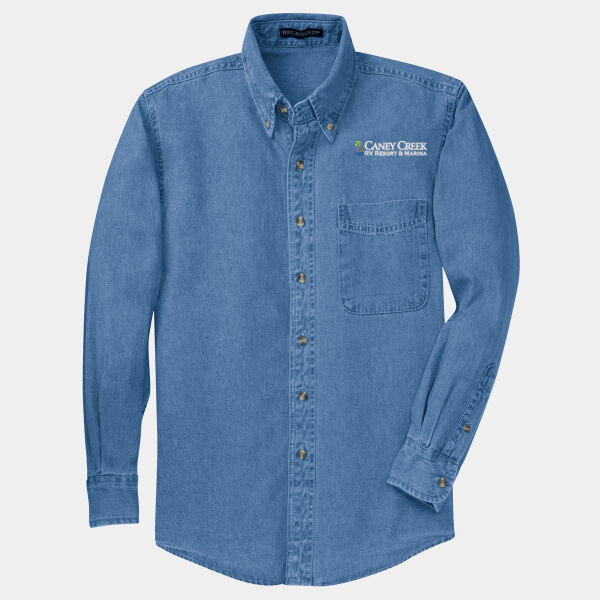 Optional Logo - Tall Long Sleeve Denim Shirt Thumbnail