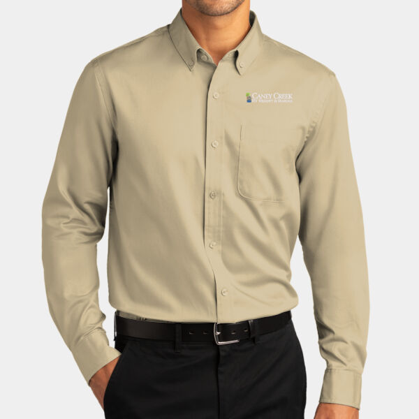 Optional Logo - Long Sleeve SuperPro React ™ Twill Shirt Thumbnail