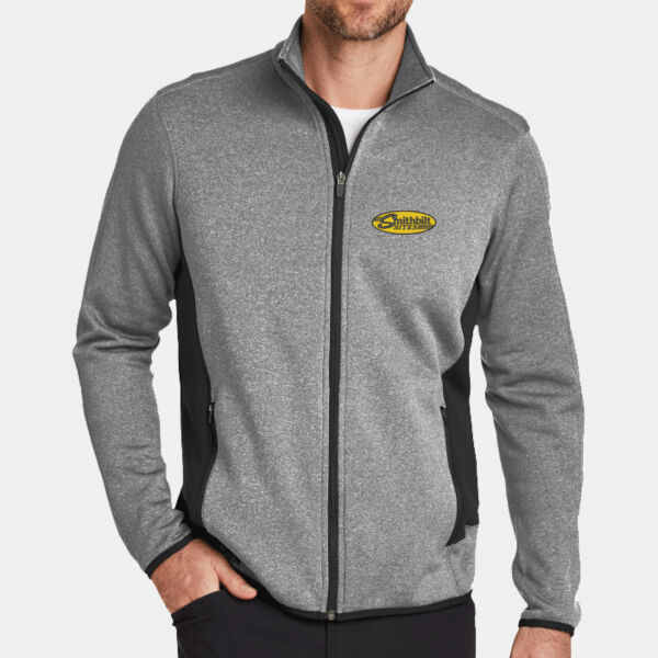 Optional Logo - Full Zip Heather Stretch Fleece Jacket Thumbnail
