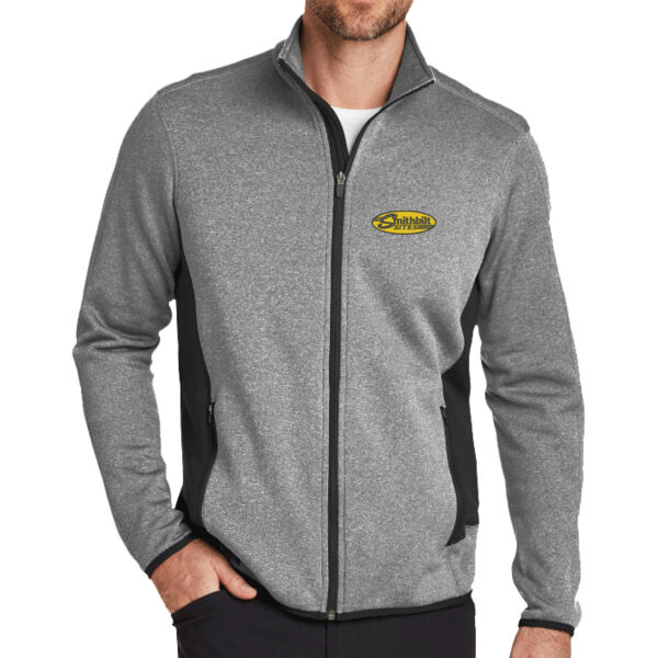 Optional Logo - Full Zip Heather Stretch Fleece Jacket Thumbnail