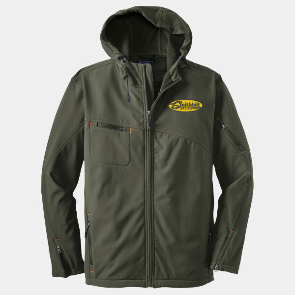 Optional Logo - Textured Hooded Soft Shell Jacket Thumbnail