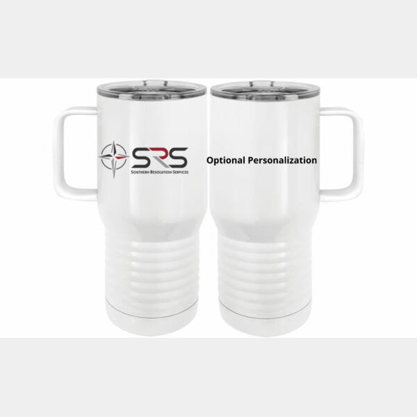 Optional Logo - 20 oz. Insulated Stainless White Travel Mug w/Slider Lid Thumbnail