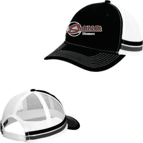 Optional Logo - Two Stripe Snapback Trucker Cap Thumbnail