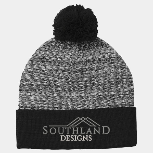 Optional Logo - Heather Pom Pom Beanie Thumbnail