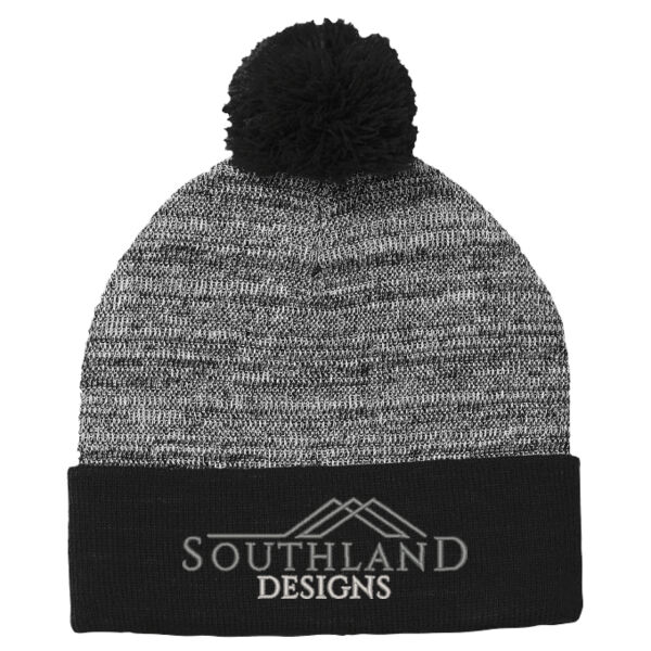 Optional Logo - Heather Pom Pom Beanie Thumbnail