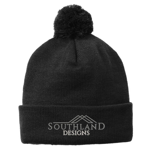Optional Logo - Solid Pom Pom Beanie Thumbnail