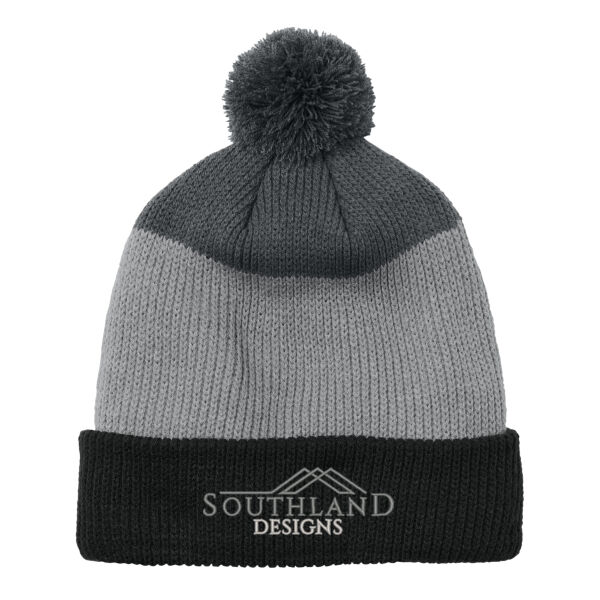 Optional Logo - Cozy Striped Pom Beanie Thumbnail