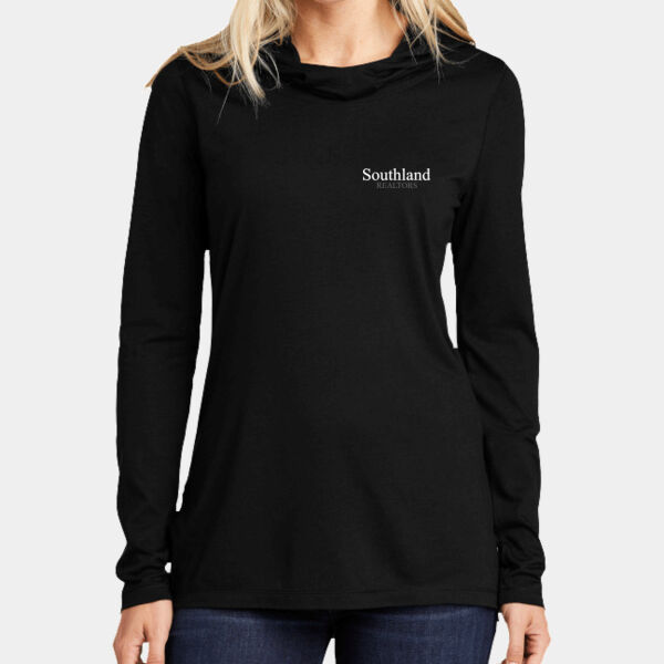 Optional Logo - Ladies PosiCharge ® Tri Blend Wicking Long Sleeve Hoodie Thumbnail