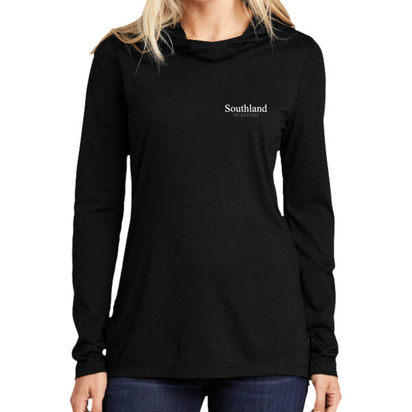 Optional Logo - Ladies PosiCharge ® Tri Blend Wicking Long Sleeve Hoodie Thumbnail