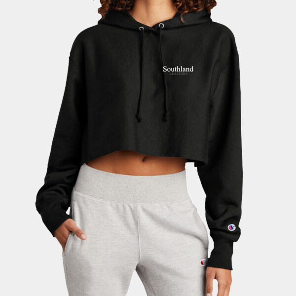 Optional Logo - Women's Reverse Weave ® Cropped Cut Off Hooded Sweatshirt Thumbnail
