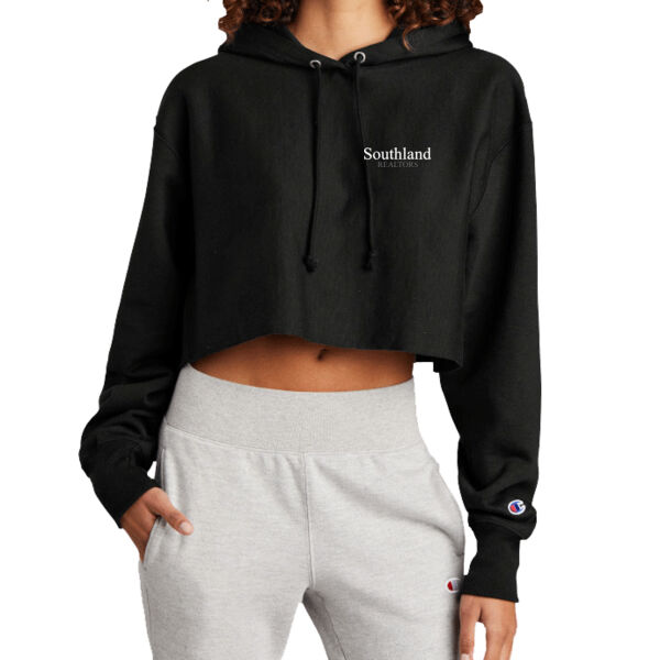 Optional Logo - Women's Reverse Weave ® Cropped Cut Off Hooded Sweatshirt Thumbnail