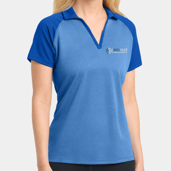 Optional Logo  - Ladies PosiCharge ® RacerMesh ® Raglan Heather Block Polo Thumbnail