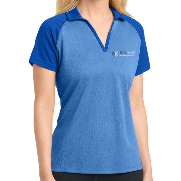 Optional Logo  - Ladies PosiCharge ® RacerMesh ® Raglan Heather Block Polo Thumbnail