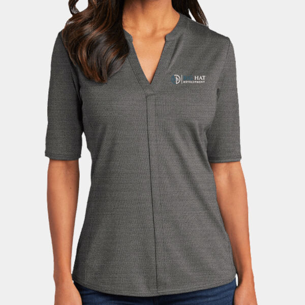 Optional Logo  - Ladies Stretch Heather Open Neck Top Thumbnail