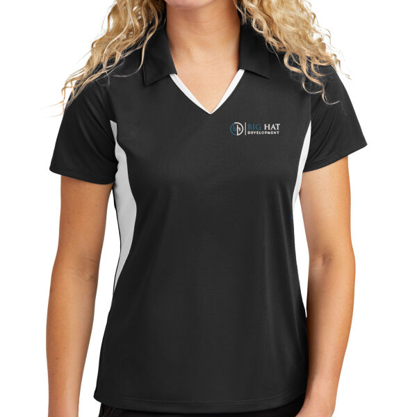 Optional Logo  - Ladies Side Blocked Micropique Sport Wick ® Polo Thumbnail