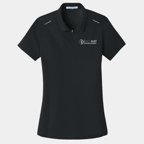 Optional Logo  - Ladies Pinpoint Mesh Zip Polo Thumbnail