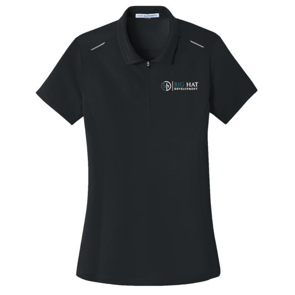 Optional Logo  - Ladies Pinpoint Mesh Zip Polo Thumbnail