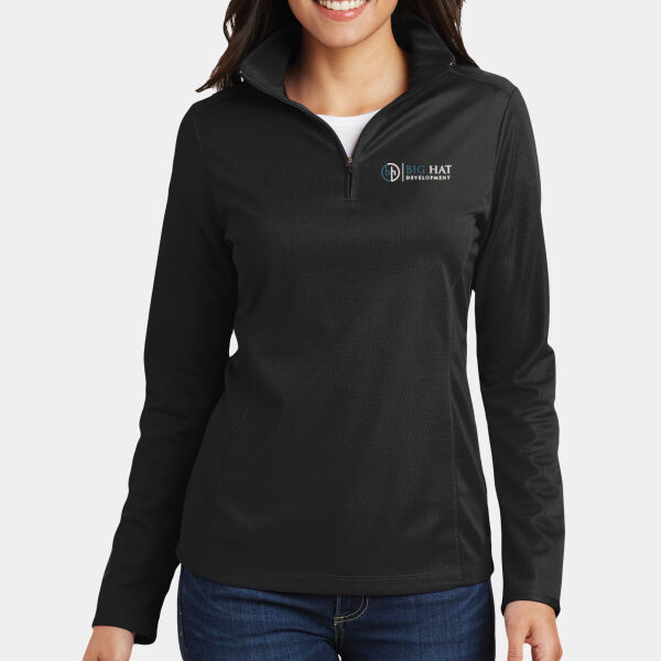 Optional Logo  - Ladies Pinpoint Mesh 1/2 Zip Thumbnail