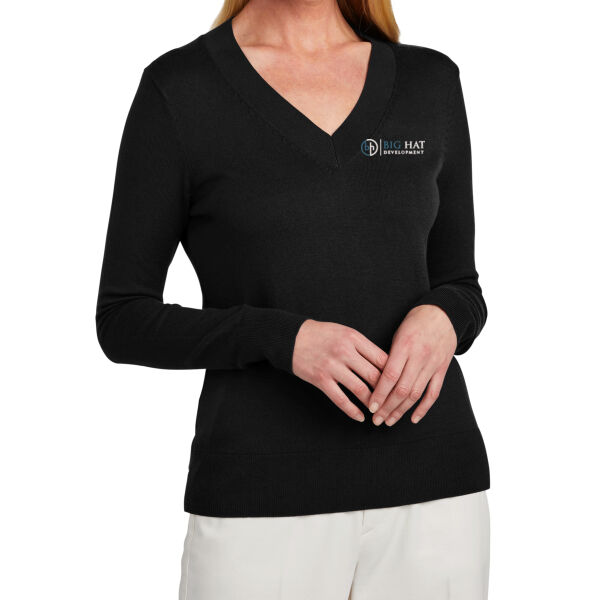 Optional Logo  - Women's Cotton Stretch V-Neck Sweater Thumbnail