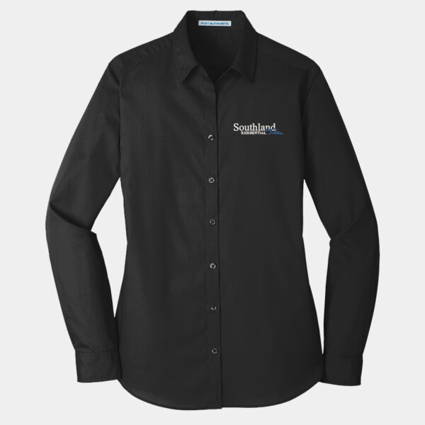 Optional Logo - Ladies Long Sleeve Carefree Poplin Shirt Thumbnail