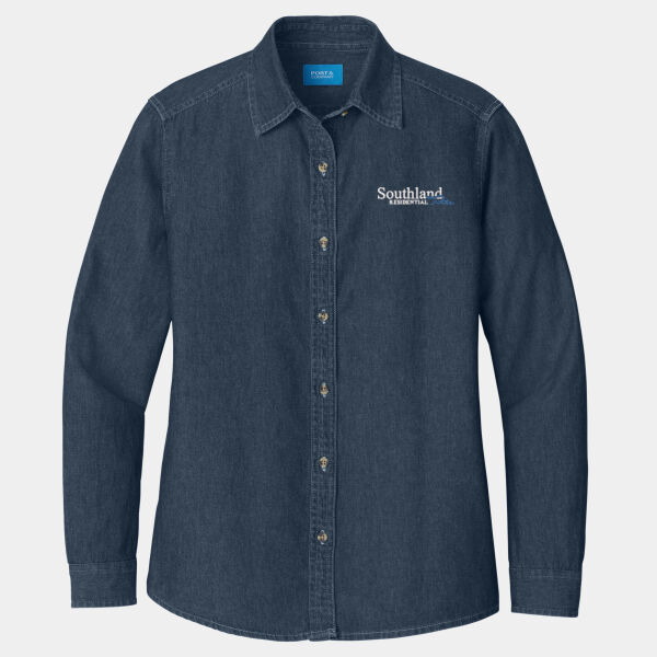 Optional Logo - Ladies Long Sleeve Value Denim Shirt Thumbnail