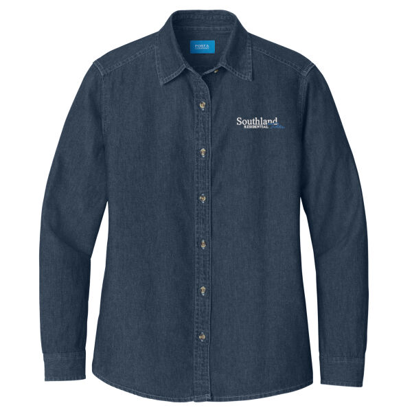 Optional Logo - Ladies Long Sleeve Value Denim Shirt Thumbnail
