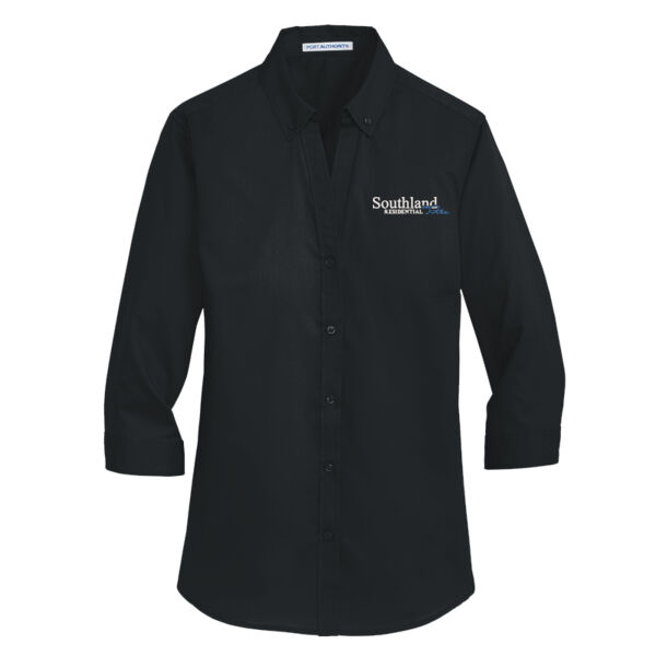 Optional Logo - Ladies 3/4 Sleeve SuperPro Twill Shirt Thumbnail