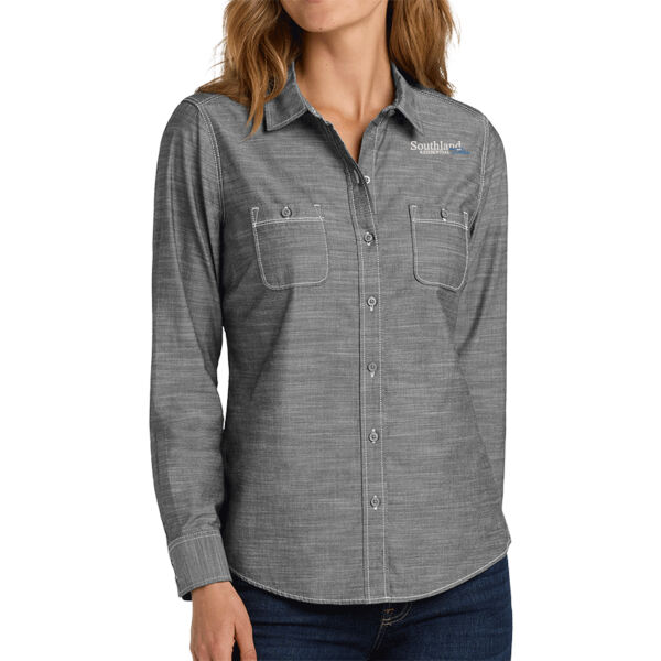 Optional Logo - Ladies Slub Chambray Shirt Thumbnail