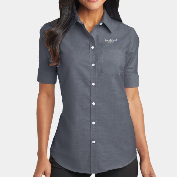 Optional Logo - Ladies Short Sleeve SuperPro Oxford Shirt Thumbnail