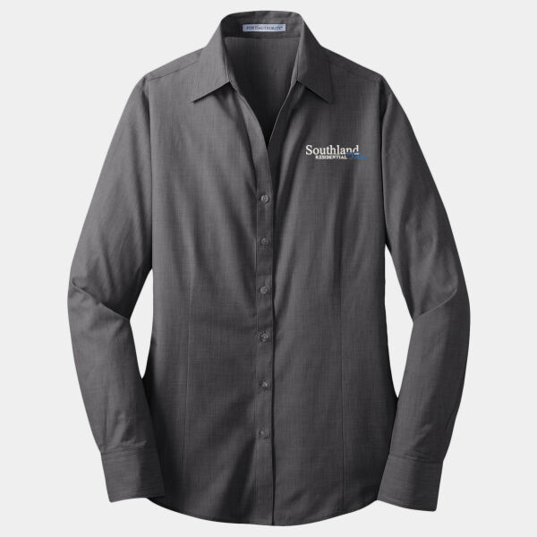 Optional Logo - Ladies Crosshatch Easy Care Shirt Thumbnail