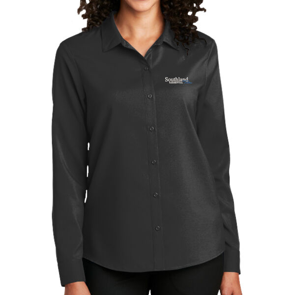 Optional Logo - Ladies Long Sleeve Performance Staff Shirt Thumbnail