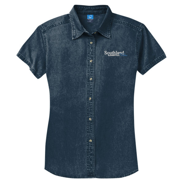 Optional Logo - Ladies Short Sleeve Value Denim Shirt Thumbnail