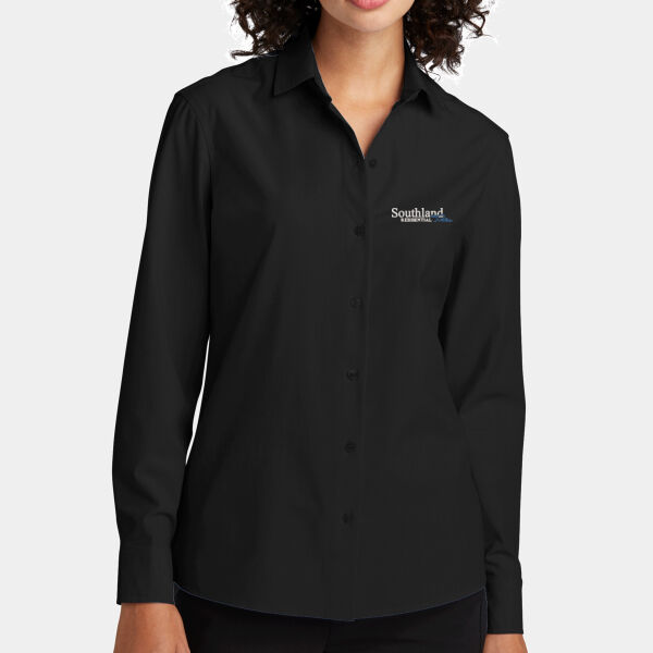 Optional Logo - Women's Long Sleeve Stretch Woven Shirt Thumbnail