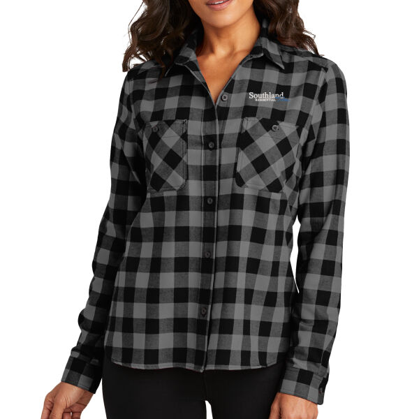 Optional Logo - Women's Plaid Flannel Shirt Thumbnail